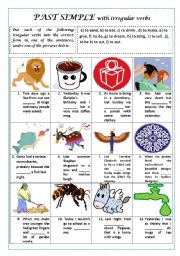 English Worksheet: PAST SIMPLE WITH IRREGULAR VERBS (plus key)