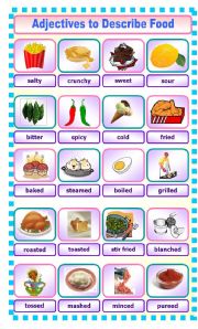 English Worksheet: Adjectives to Describe Food (2/3) - Pictionary 