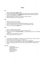 English worksheet: culture discussion
