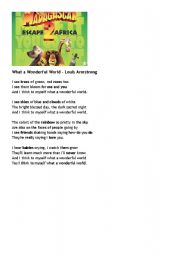 English worksheet: What a wonderful world - song