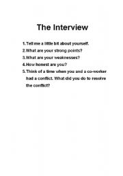 Job Interview Speaking Activity. Speaking Mixer Activity
