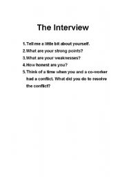 English Worksheet: Job Interview Speaking Activity. Speaking Mixer Activity