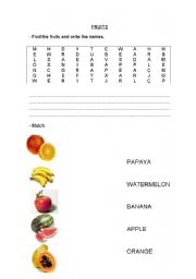 English Worksheet: Fruits