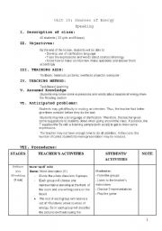English Worksheet: Lesson plan for 10th grader_Sources of energy