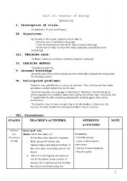 English worksheet: Lesson plan for 10th grader_Sources of energy