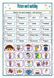 English Worksheet: Match  words &  pictures 