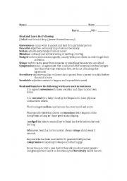 English worksheet: Advanced Vocabulary Builder Lesson, Worksheets, Quiz, and Answers