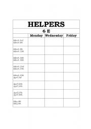 English worksheet: helpers form