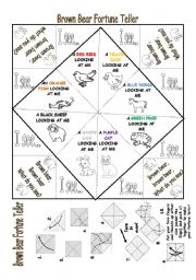 English Worksheet: Brown Bear story Fortune Teller