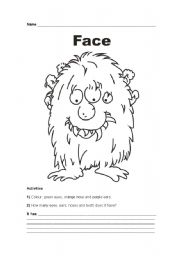 English Worksheet: Face