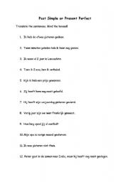 English worksheet: Past Simple or Present Perfect