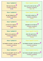 English Worksheet: SMARTYPANTS VS SLYBOOTS  48 CARDS / SET 2  THE FUNNY BEEP GAME  CLASSROOM COMPETITION  SUCCESS GUARANTEED!!