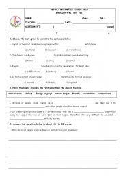 English Worksheet: test -  an erasmus student