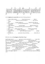 English Worksheet: past simple - past perfect