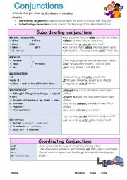 English Worksheet: Conjunctions - general overview
