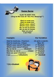 English worksheet: Name Game