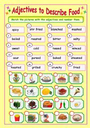 Adjectives to Describe Food (3/3) - Matching