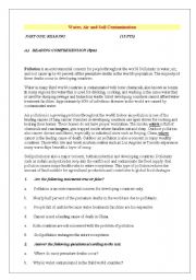 English Worksheet: Reading Comprehension Texts on Environmental problems