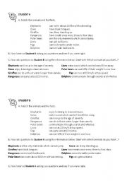 English Worksheet: Animal Facts Quiz