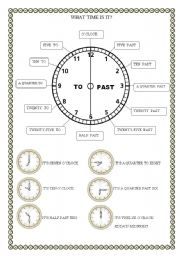 English Worksheet: What time is it?