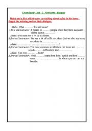 English Worksheet: first aid dialogue