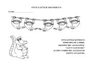 English Worksheet: 5 little monkeys