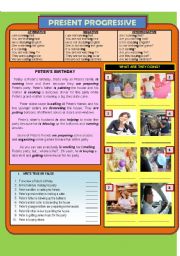 English Worksheet: PETERS BIRTHDAY...A PRESENT CONTINUOUS ACTIVITY