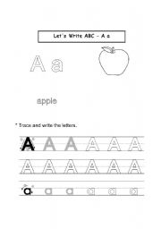 English worksheet: alphabet A&a tracing