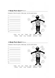 English Worksheet: Body Parts Quiz