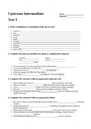 English Worksheet: Upstream Intermediate Unit 1 - Additional Vocabulary Test