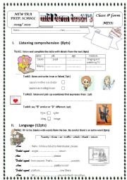 English Worksheet: mid term test n 3    8 th form  