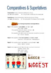 English Worksheet: Comparattives and Superlatives Rules Worksheet