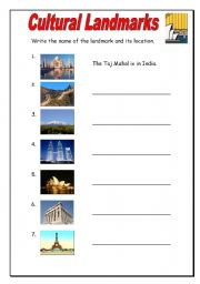 English Worksheet: Cultural Landmarks (Worksheet)