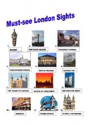 English Worksheet: LONDON FAMOUS PLACES