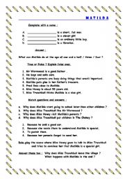 English Worksheet: Matilda - movie