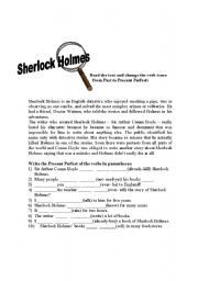 English Worksheet: Reading - Sherlock Holmes - Past and Present Perfect