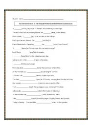 English Worksheet: Simple Present and Present Continuous