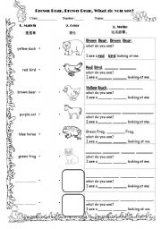 English Worksheet: Color worksseht brown bear