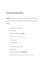 English worksheet: Giving Directions Dialogue