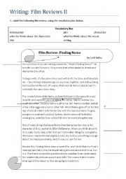 English Worksheet: Writing: Film Reviews II