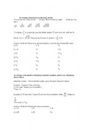 English worksheet: decimal and fraction conversion