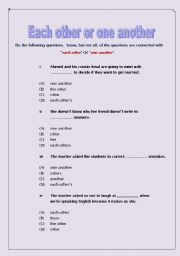 English Worksheet: each other or one another