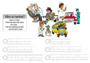 English Worksheet: Jobs picture and tracing