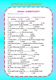 English Worksheet: revsion of grammar