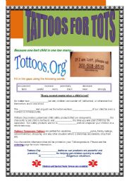 English Worksheet: TATTOOS FOR CHILDREN?