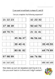 English worksheet: counting in 2s and 10s