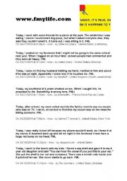 English worksheet: FMYLIFE reading and speaking for adults!