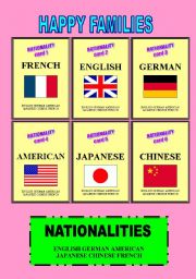 English Worksheet: happy families game ws#2 nationalities