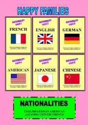 English worksheet: happy families game ws#2 nationalities