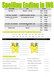 English Worksheet: spelling endin in ing